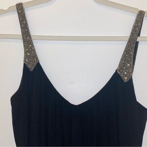 1920s Black Dress with Handbeaded straps